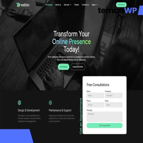 Webiso - Dark Digital Agency Elementor Template Kit