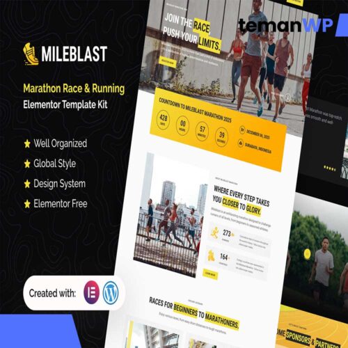 Mileblast - Marathon Race & Running Elementor Template Kit