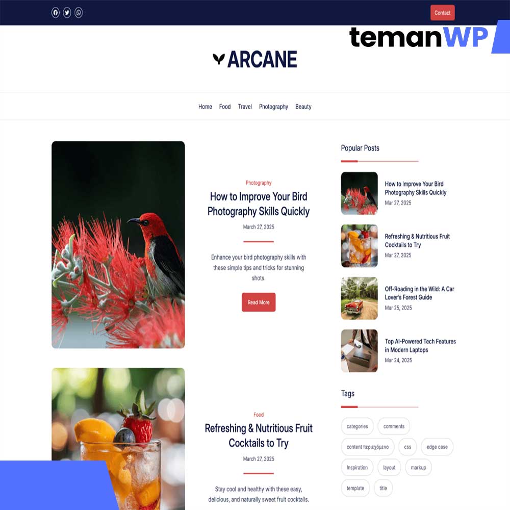 Lifestyle Blog Arcane – Theme WordPress