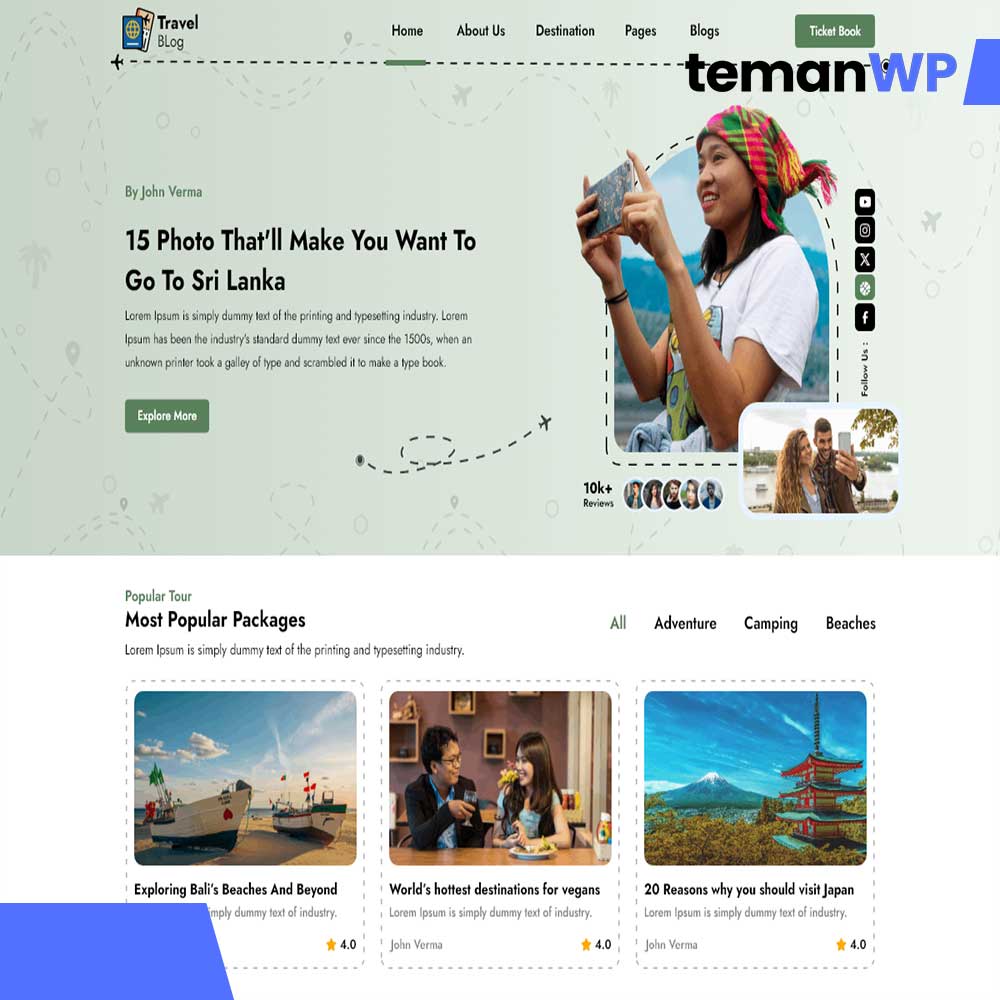 Travel Influencer Blogs – Theme WordPress